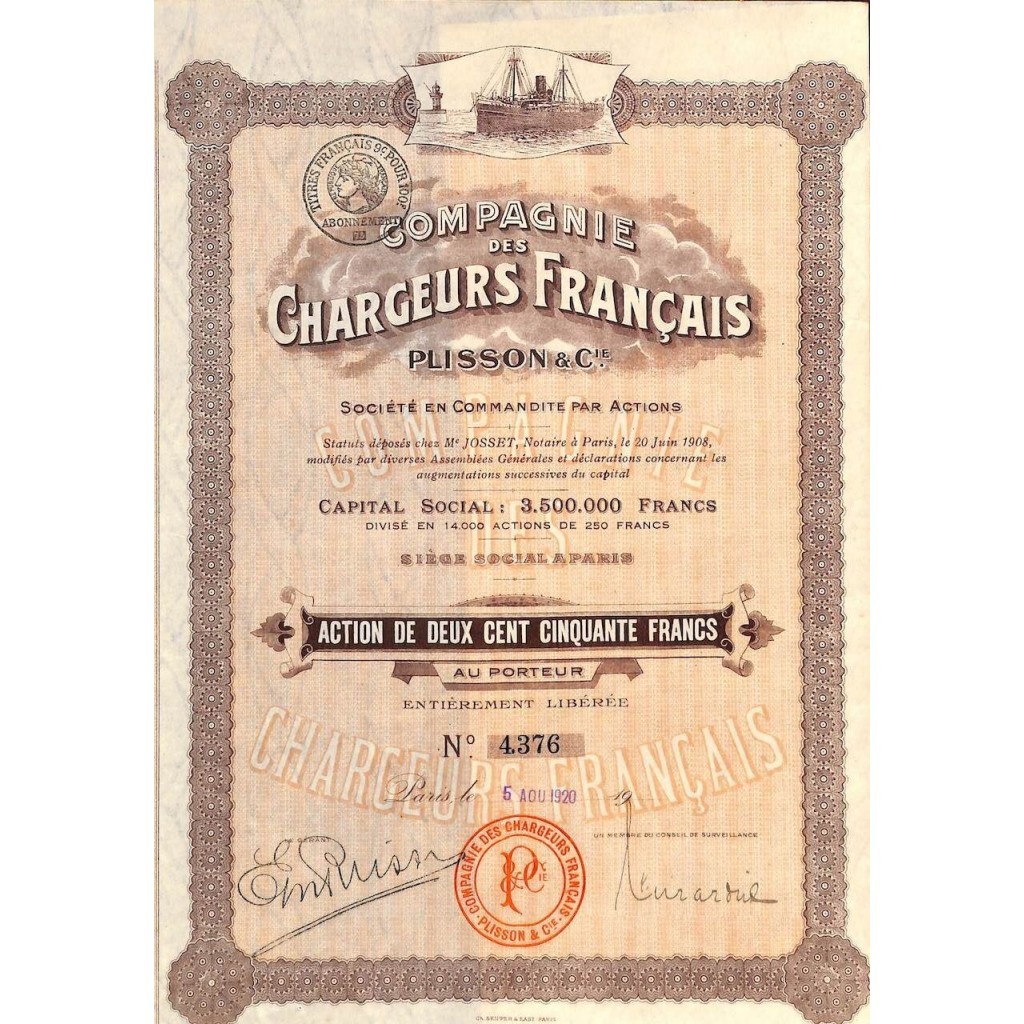 1920 - CHARGEURS FRANCAIS COMPAGNIE DES