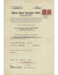 OFFICINE ELETTRO FERROVIARIE TALLERO - 52 AZIONI MILANO 1953