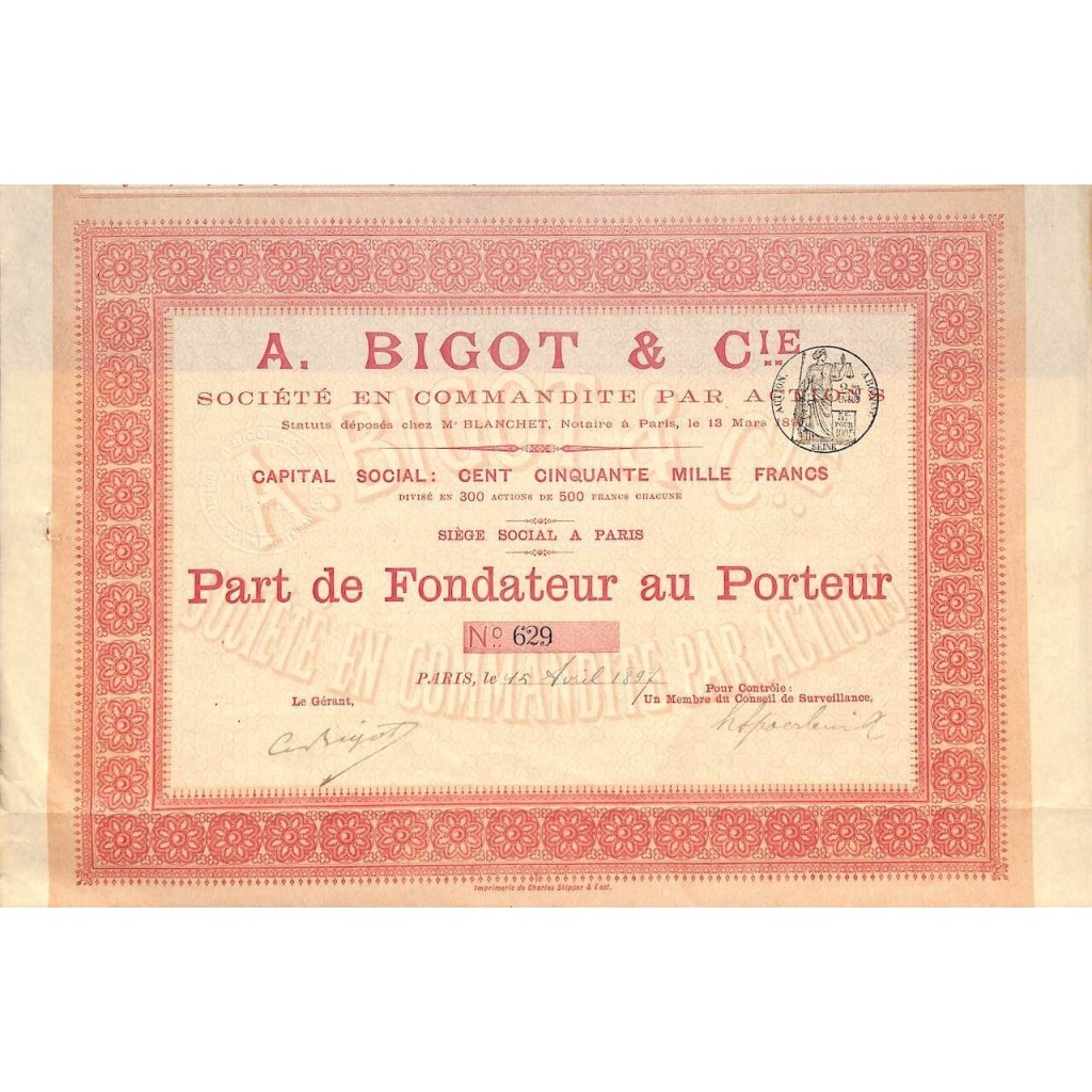1897 - A. BIGOT ET C.IE