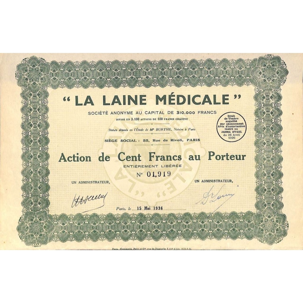 1936 - LA LAINE MEDICALE