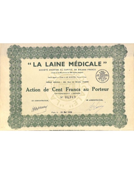 1936 - LA LAINE MEDICALE