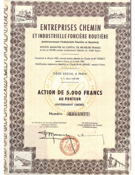 1902 - ENTREPRISES CHEMIN ET INDUSTRIELLE FONCIERE ROUTIERE
