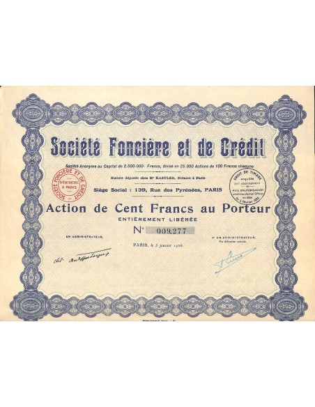 1926 - FONCIERE ET DE CREDIT SOC.
