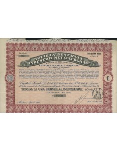 SOC. GENERALE INDUSTRI METALLURGICHE - 1 AZIONE MILANO 1930