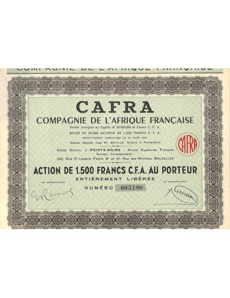 1924 - CAFRA - COMPAGNIE DE L'AFRIQUE FRANCAISE