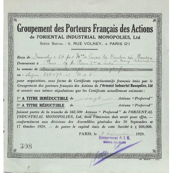 1929 - GROUPEMENT DES PORTEURS FRANCAIS DES ACTIONS