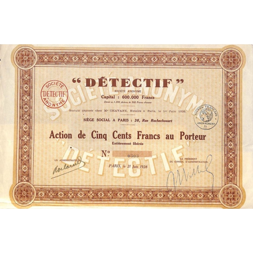 1928 - DETECTIF SOC. ANON.