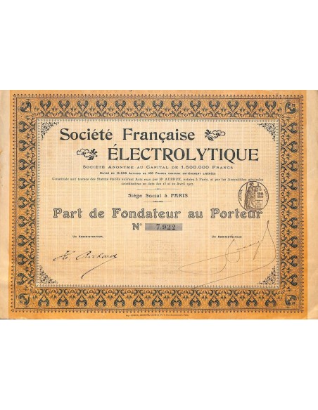 1907 - ELECTROLYTIQUE SOC. FRANCAISE
