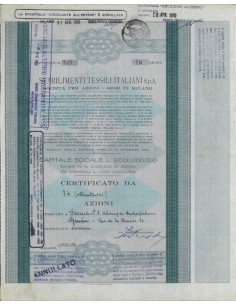 STABILIMENTI TESSILI ITALIANI SPA - 86 AZIONI MILANO 1964