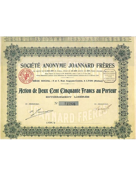 1923 - JOANNARD FRÈRES SOC. ANON.
