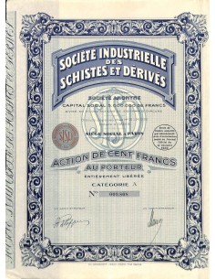 1933 - INDUSTRIELLE DES SCHISTES ET DÉRIVÉS SOC.
