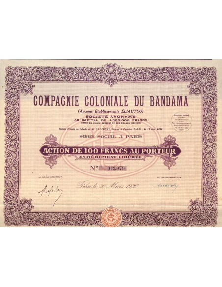 1930 - COMPAGNIE COLONIALE DU BANDAMA