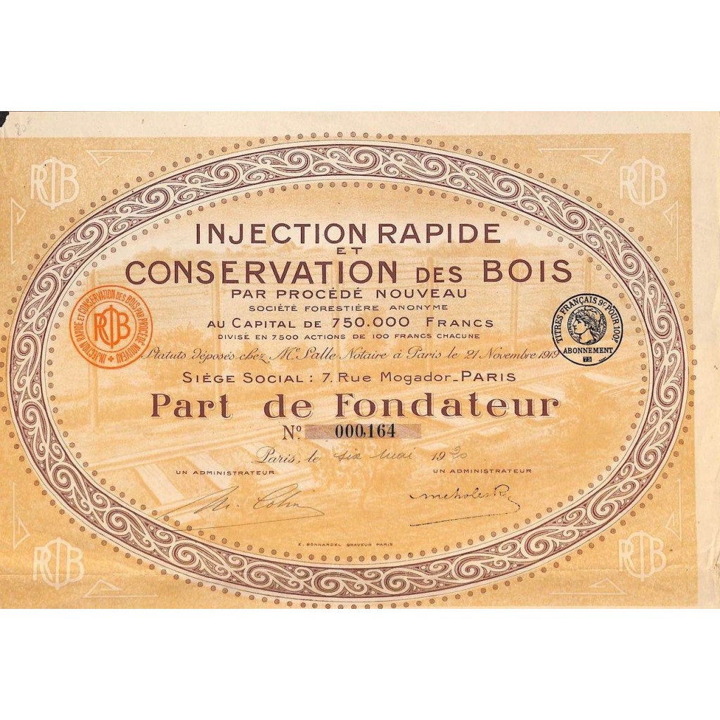 1920 - INJECTION RAPIDE ET CONSERVATION DES BOIS
