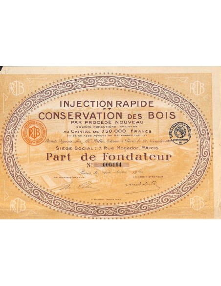 1920 - INJECTION RAPIDE ET CONSERVATION DES BOIS