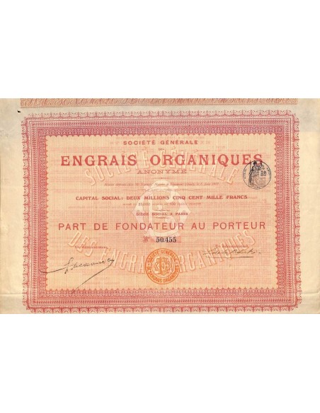 1907 - ENGRAIS ORGANIQUES SOC. GEN. DES