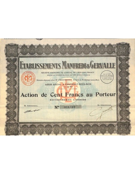 1928 - ETABLISSEMENTS MANFREDI ET GERVALLE