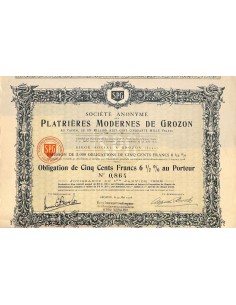 1928 - PLATRIERES MODERNES DE GROZON