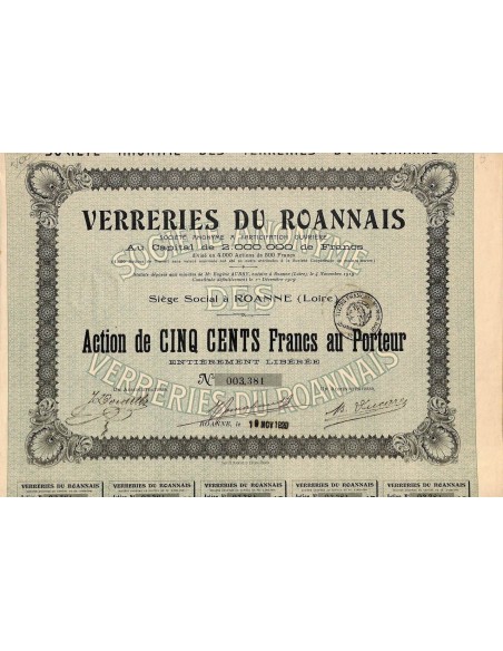 1920 - VERRERIES DU ROANNAIS