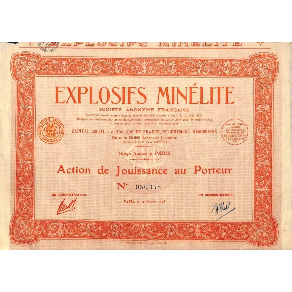 1928 - EXPLOSIFS MINÉLITE
