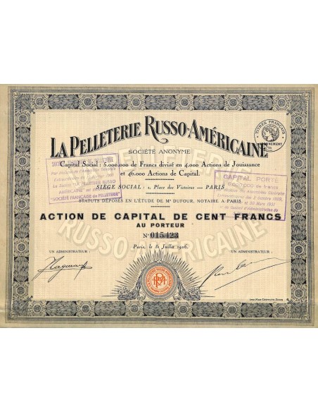 1926 - LA PELLETERIE RUSSO-AMERICAINE