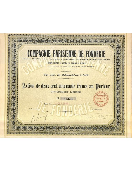 1926 - COMPAGNIE PARISIENNE DE FONDERIE