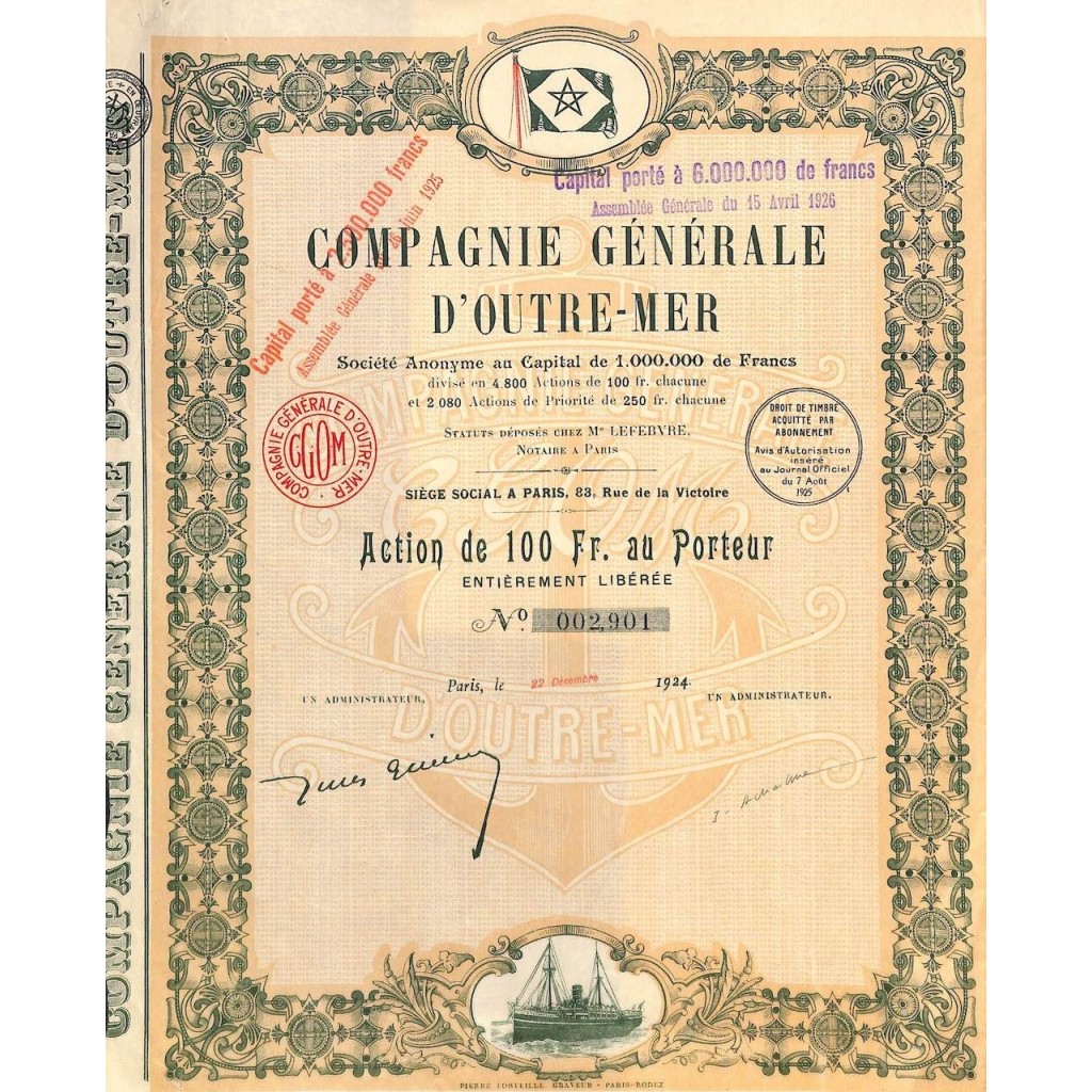 1924 - COMPAGNIE GENERALE D'OUTRE-MER