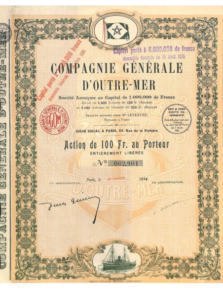1924 - COMPAGNIE GENERALE D'OUTRE-MER