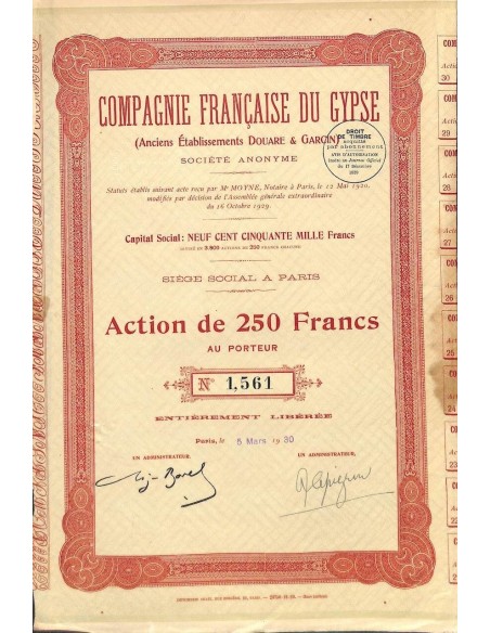 1930 - COMPAGNIE FRANCAISE DU GYPSE
