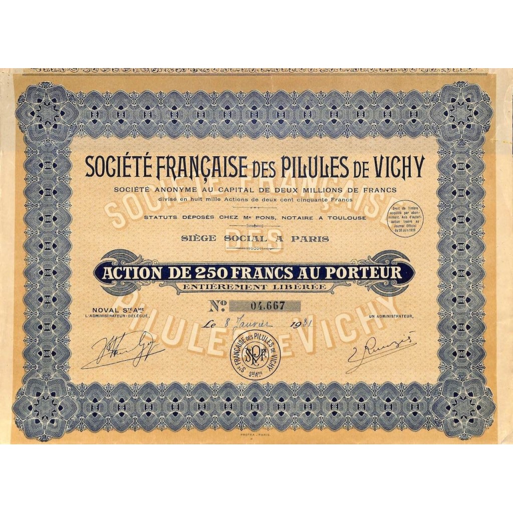 1931 - PILULES DE VICHY SOC. FRANCAISE DES