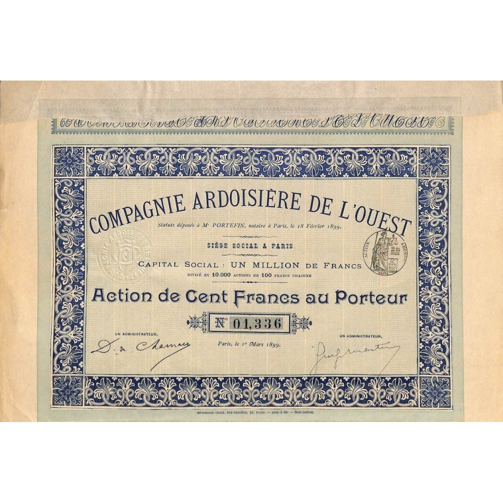 1899 - COMPAGNIE ARDOISIERE DE L'OUEST