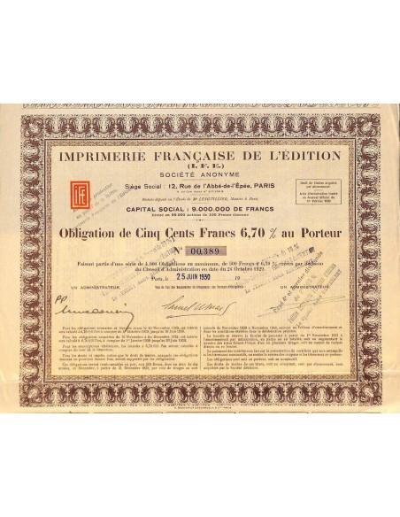 1930 - IMPRIMERIE FRANCAISE DE L'EDITION