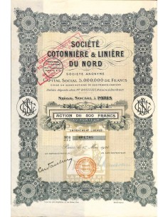 1924 - COTONNIERE ET LINIERE DU NORD SOC. (CAP. SOC....