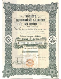 1925 - COTONNIERE ET LINIERE DU NORD SOC. (CAP. SOC....