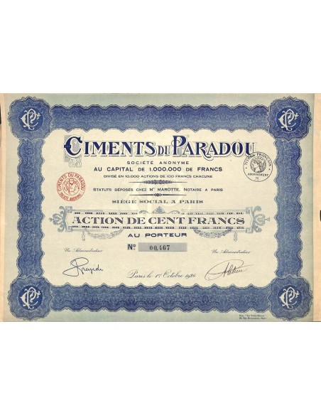 1926 - CIMENTS DU PARADOU