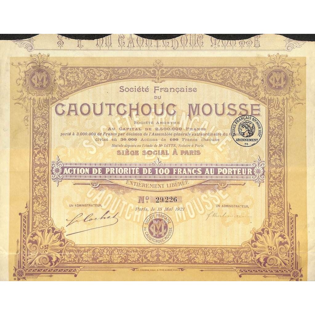 1921 - CAOUTCHOUC MOUSSE