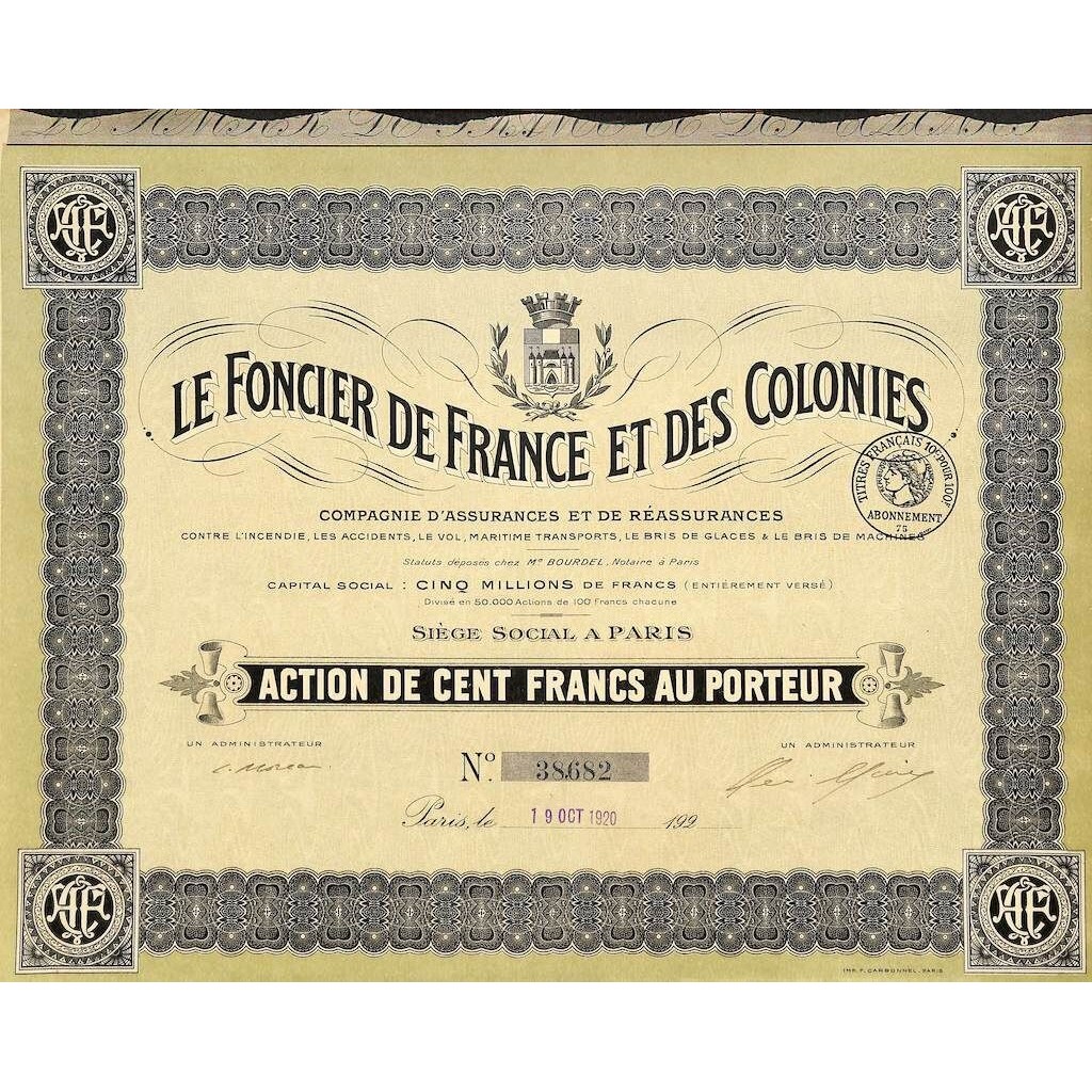 1920 - LE FONCIER DE FRANCE ET DES COLONIES