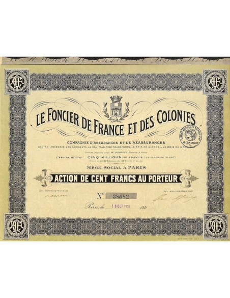 1920 - LE FONCIER DE FRANCE ET DES COLONIES