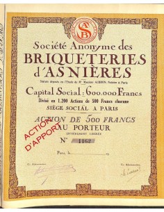 BRIQUETERIES D'ASNIERES SOC. ANON. DES