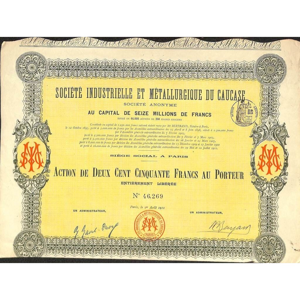 1911 - INDUSTRIELLE ET METALLURGIQUE DU CAUCASE...