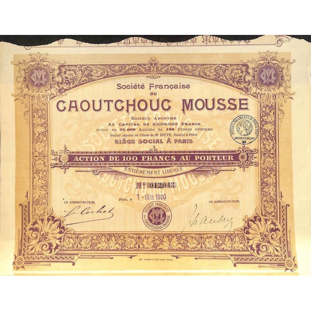 1920 - CAOUTCHOUC MOUSSE