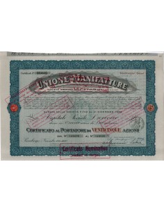 UNIONE MANIFATTURE SOC. ANONIMA - 25 AZIONI PARABIAGO 1936