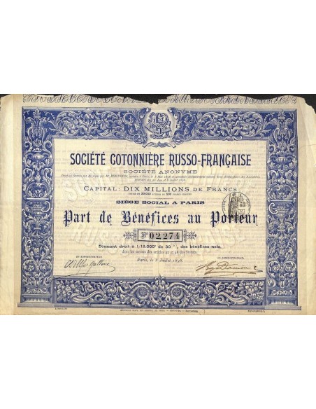 1898 - COTONNIERE RUSSO-FRANCAISE SOC.