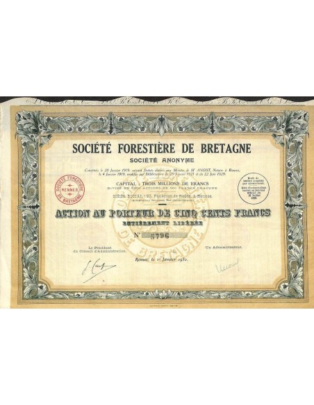 1930 - FORESTIERE DE BRETAGNE SOC.