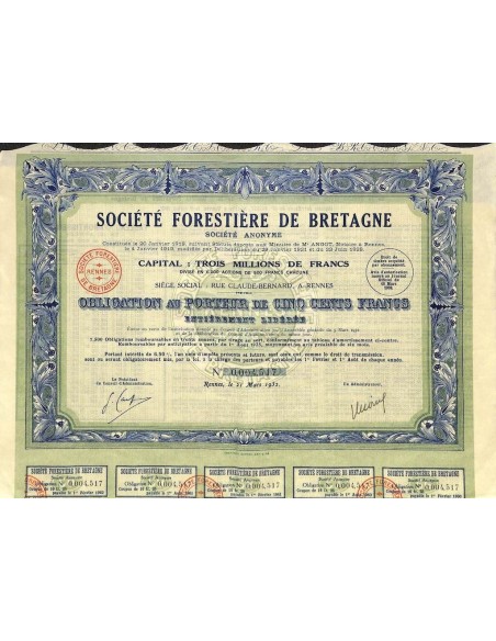 1932 - FORESTIERE DE BRETAGNE SOC.