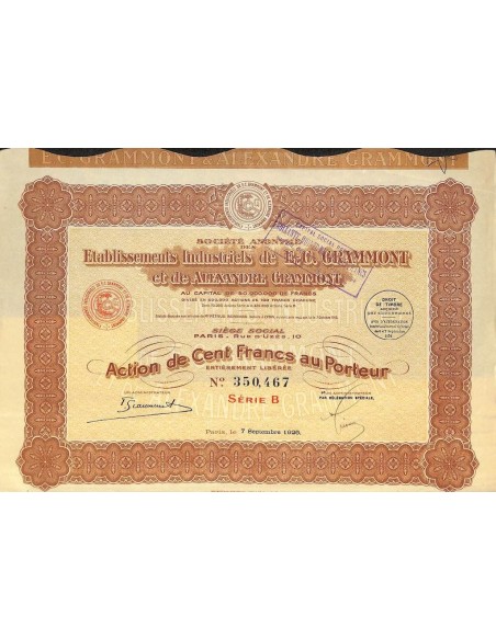 1926 - ETABLISS. INDUSTR. DE E.-C. GRAMMONT ET DE ALEXANDRE GRAMMONT