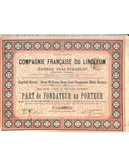 1884 - COMPAGNIE FRANCAISE DU LINOLEUM