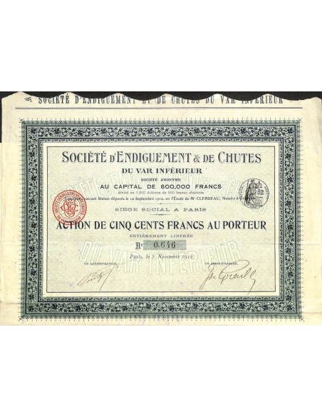 1912 - D'ENDIGUEMENT ET DE CHUTES SOC.