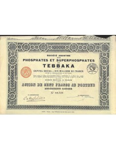 1926 - PHOSPHATES ET SUPERPHOSPHATES DE TEBBAKA SOC....