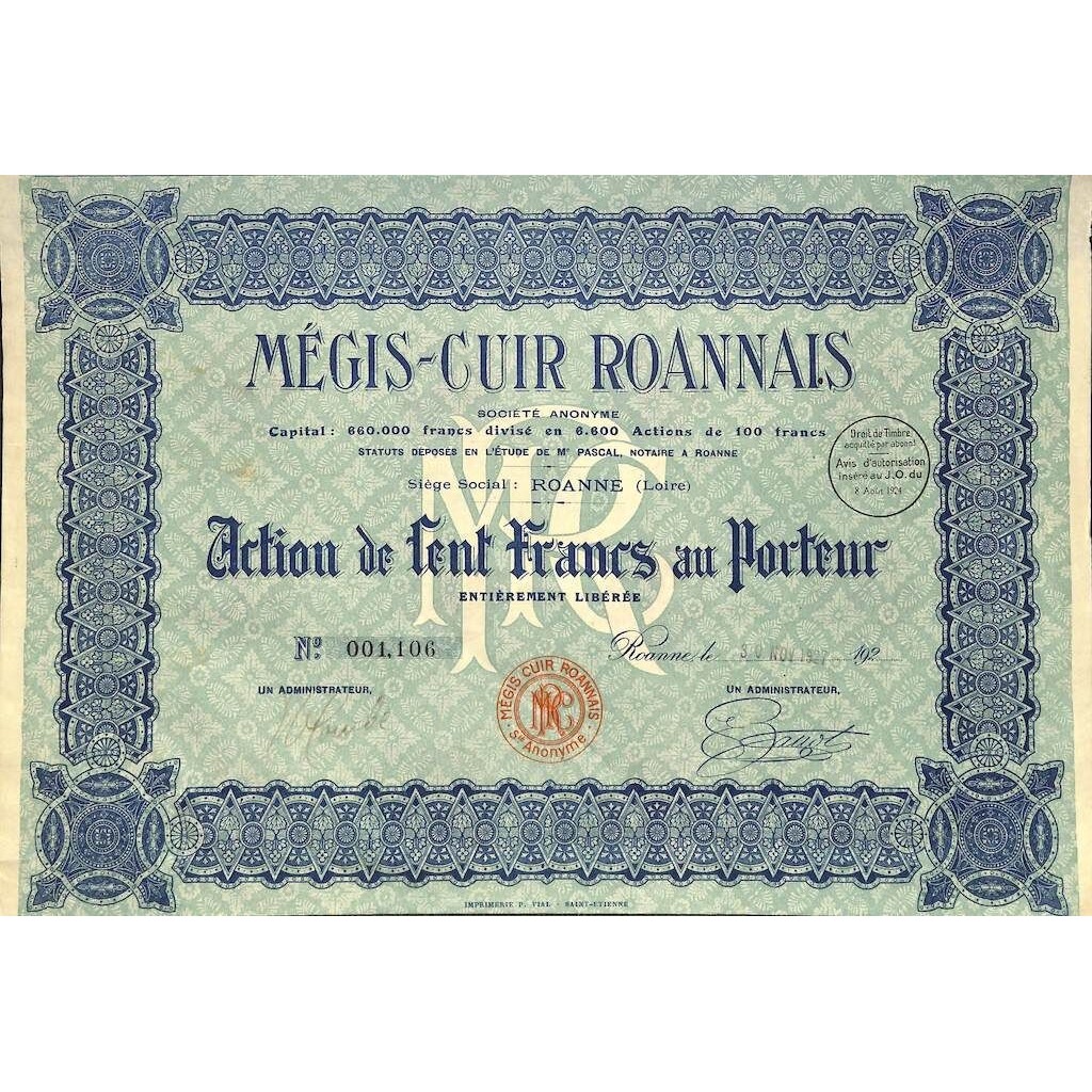 1927 - MEGIS-CUIR ROANNAIS