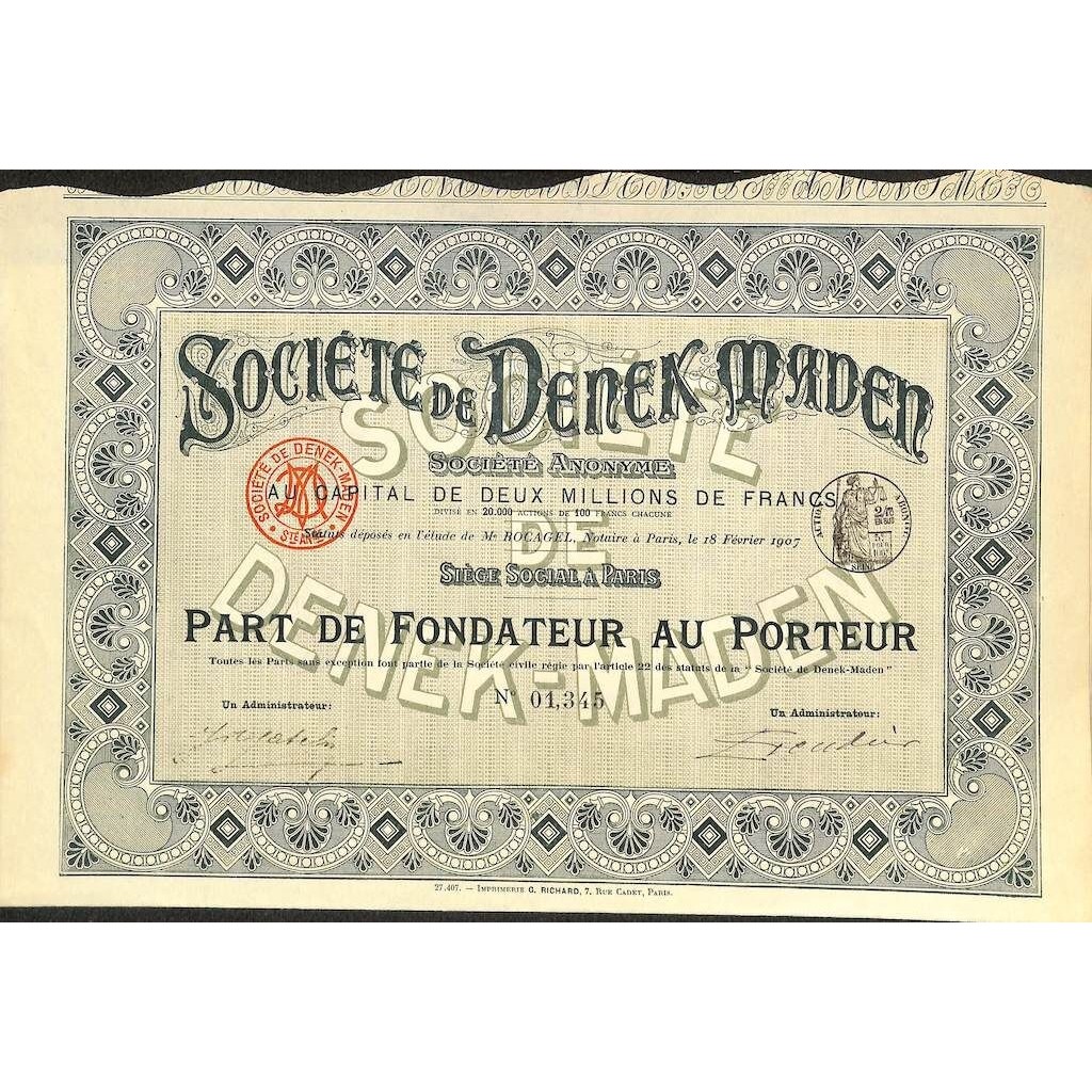 1907 - DENEK MADEN SOC. DE